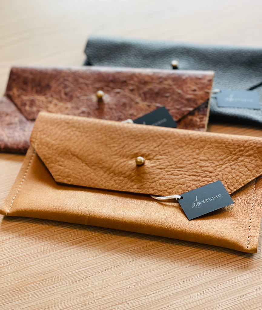 Leather top envelope purse